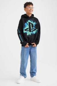 H&M Oversized Printed Hoodie Kinder Schwarz | KGI-956724