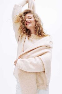 H&M Oversized Pullover Damen Beige Weiß | BKG-597608