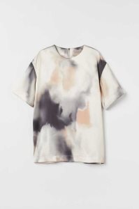 H&M Oversized Satin Bluse Damen Beige Weiß | LDR-631452