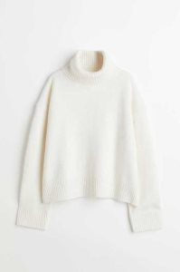 H&M Oversized Turtleneck Pullover Damen Beige Weiß | OQX-402381