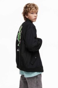 H&M Oversized bomber Jacke Kinder Schwarz | JDW-807965