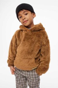 H&M Oversized in Teddy Bear Fabric Hoodie Kinder Braun | XEK-625784