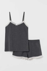 H&M Pajama Camisole Top and Shorts Nachtwäsche Damen Hellkhaki Grün | WNB-380126