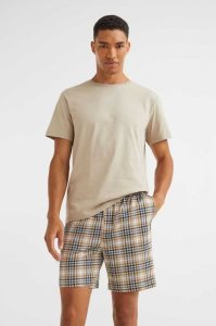 H&M Pajama T-shirt and Shorts Loungewear Herren Dunkelgrün | KUD-735106
