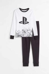 H&M Pajamas Jersey Kinder Schwarz | QJH-759048