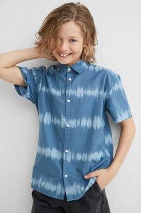 H&M Patterned Baumwoll Hemd Kinder Helltürkis | YSN-239641