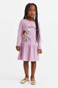 H&M Patterned Baumwoll Kurzes Kleid Kinder Hellrosa | ETL-076239