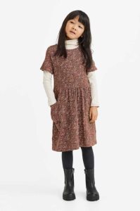 H&M Patterned Baumwoll Kurzes Kleid Kinder Braun | NVR-152780