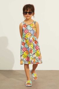 H&M Patterned Baumwoll Kurzes Kleid Kinder Weiß | PHC-985306