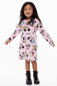 H&M Patterned Baumwoll Kurzes Kleid Kinder Hellrosa | WOL-495623
