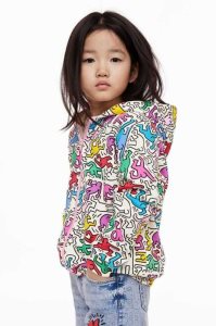 H&M Patterned Mit Kapuze Jacke Kinder Beige Weiß | BQU-289071