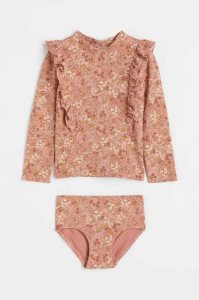 H&M Patterned Ruffled Badeanzüge Kinder Weiß | JRL-382150
