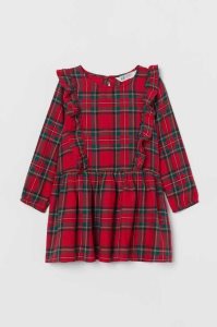 H&M Patterned Ruffled Kurzes Kleid Kinder Rot | AWZ-348961