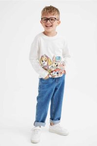 H&M Printed Baumwoll Shirt Jersey Kinder Dunkelgrau | NUF-279381