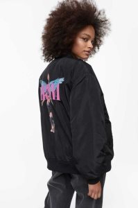 H&M Printed Bomber Jacke Damen Schwarz | KCE-724509