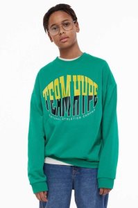 H&M Printed Hemd Kinder Grün | AEW-795036