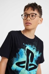 H&M Printed Hemd Kinder Schwarz | ABN-164930