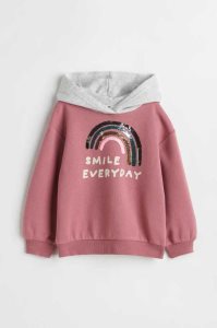 H&M Printed Hoodie Kinder Dunkelblau | IUA-917632