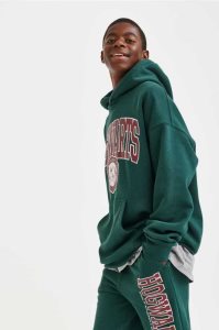 H&M Printed Hoodie Kinder Dunkelgrün | IWT-246937