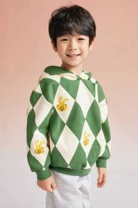 H&M Printed Hoodie Kinder Dunkelgrün | YDO-315207