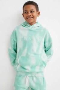 H&M Printed Hoodie Kinder Türkis | HCW-617402