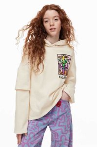 H&M Printed Hoodie Kinder Weiß | NVH-953071