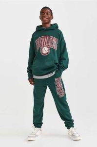 H&M Printed Jogginghose Kinder Dunkelgrün | RHK-869237