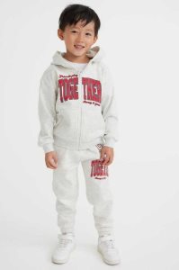 H&M Printed Jogginghose Kinder Hellgrau | FNV-173265
