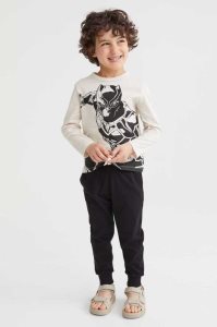 H&M Printed Oberteile Kinder Hellbeige Schwarz | TRF-317286
