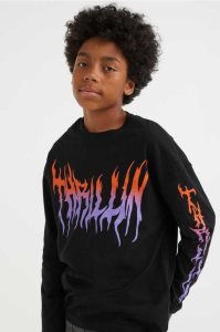 H&M Printed Shirt Jersey Kinder Schwarz | NAC-173956