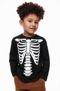 H&M Printed Shirt Jersey Kinder Schwarz | PIK-823409