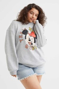 H&M Printed Sweatshirt Damen Hellgrau | PVJ-092187