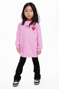 H&M Printed Sweatshirt Kurzes Kleid Kinder Rosa | FLZ-571964