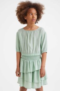 H&M Puff-sleeved Oberteile Kinder Hellgrün | MKN-043682