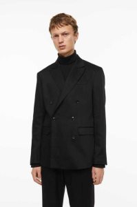 H&M Regular Fit Double-breasted Jacket Blazer Herren Schwarz | KOP-798065