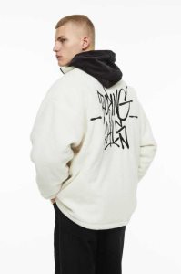 H&M Regular Fit Fleece Jacke Herren Weiß | RTY-910465