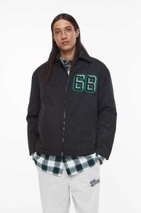 H&M Regular Fit Gepolstert Baseball Jacke Herren Schwarz | ZAT-217054