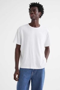 H&M Regular Fit Gerippt Baumwoll T-shirts Herren Weiß | MJE-942860