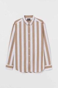 H&M Regular Fit Hemd Herren Grün Weiß | IWH-039476