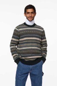 H&M Regular Fit Jacquard-knit Pullover Herren Schwarz | BSG-605749