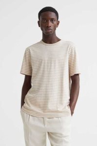 H&M Regular Fit Linen-blend T-shirts Herren Hellbeige | PVW-437596