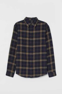 H&M Regular Fit Plaid Hemd Herren Schwarz Weiß | MWA-569073