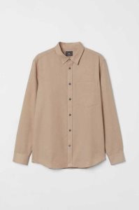 H&M Regular Fit Twill Hemd Herren Hellbeige | IHO-295731