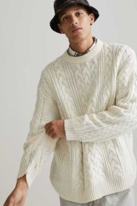 H&M Relaxed Fit Cable-knit Pullover Herren Hellbeige | RTM-768459