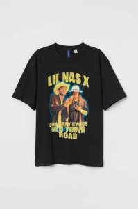 H&M Relaxed Fit Printed T-shirts Herren Schwarz | RUD-897460