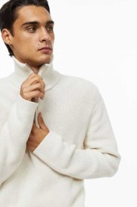 H&M Relaxed Fit Rib-knit Half-zip Pullover Herren Dunkelbraun | MJT-729460