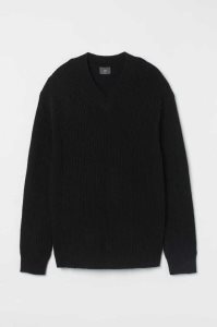 H&M Relaxed Fit Rib-knit Pullover Herren Schwarz | WCI-928516