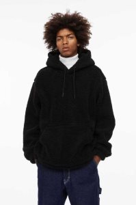 H&M Relaxed Fit Teddy Fleece Hoodie Herren Schwarz | SDV-026581