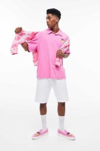 H&M Relaxed Fit Terry Polo T-shirts Herren Rosa | JTD-761820