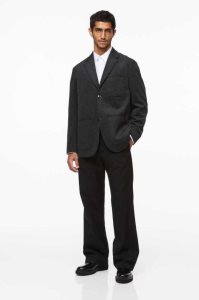 H&M Relaxed Fit Wolle-blend Unconstructed Jacket Blazer Herren Schwarz | VFT-843710